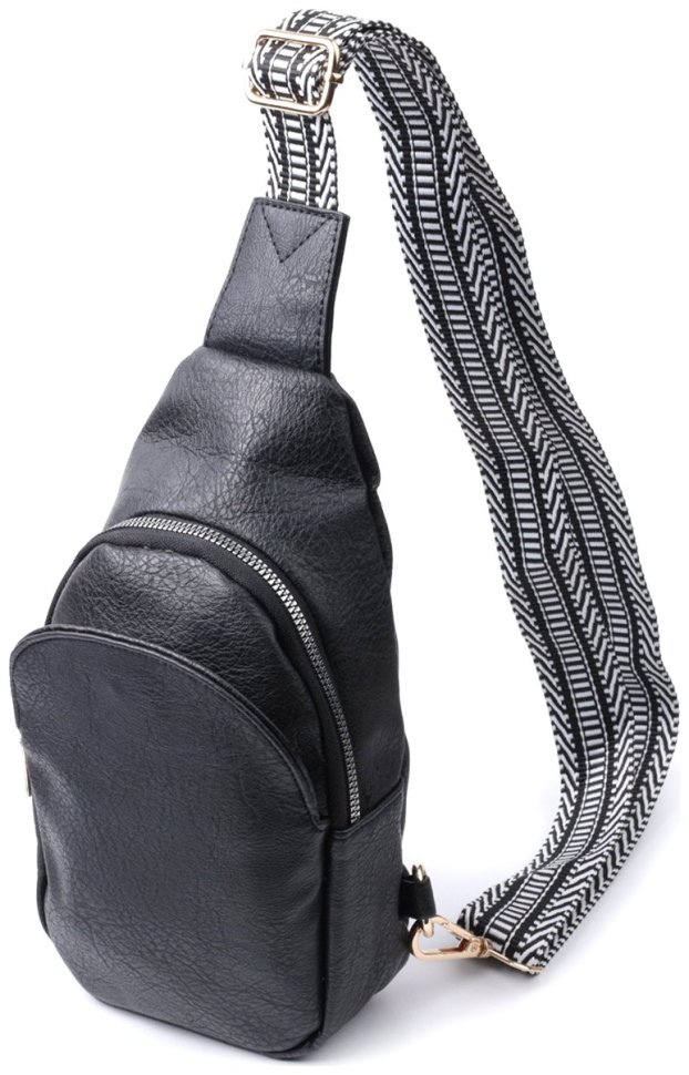 Сумка через плечо из экокожи с текстильной лямкой Vintage 22781 Черная фото №1 Сумка через плечо из экокожи с текстильной лямкой Vintage 22781 Черная modnotak фото №1