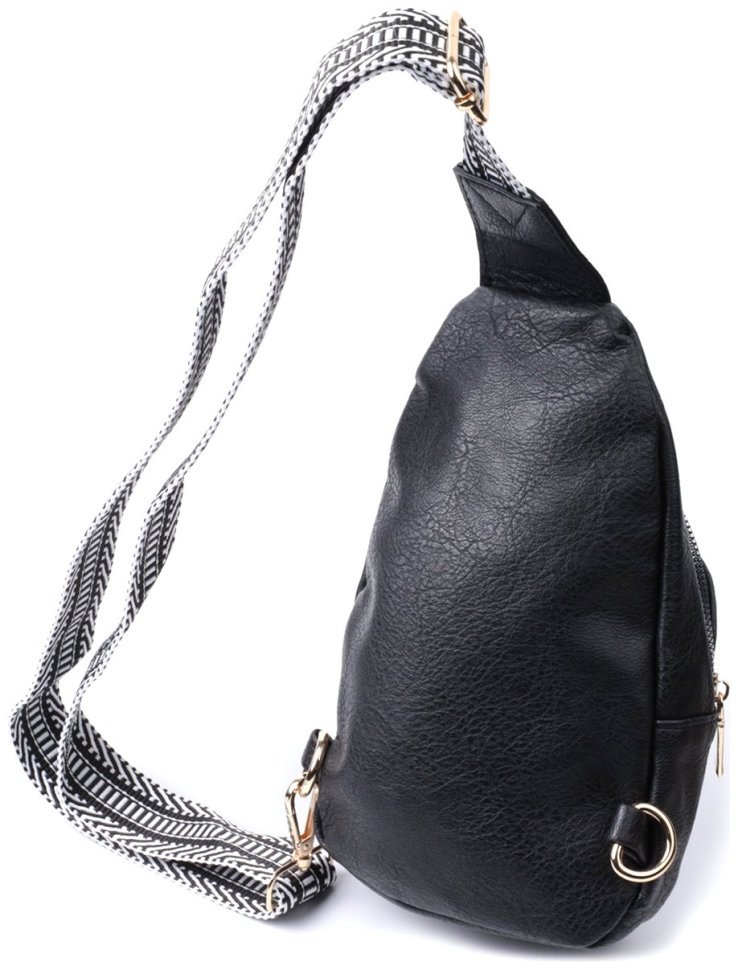 Сумка через плечо из экокожи с текстильной лямкой Vintage 22781 Черная фото №2 Сумка через плечо из экокожи с текстильной лямкой Vintage 22781 Черная modnotak фото №2