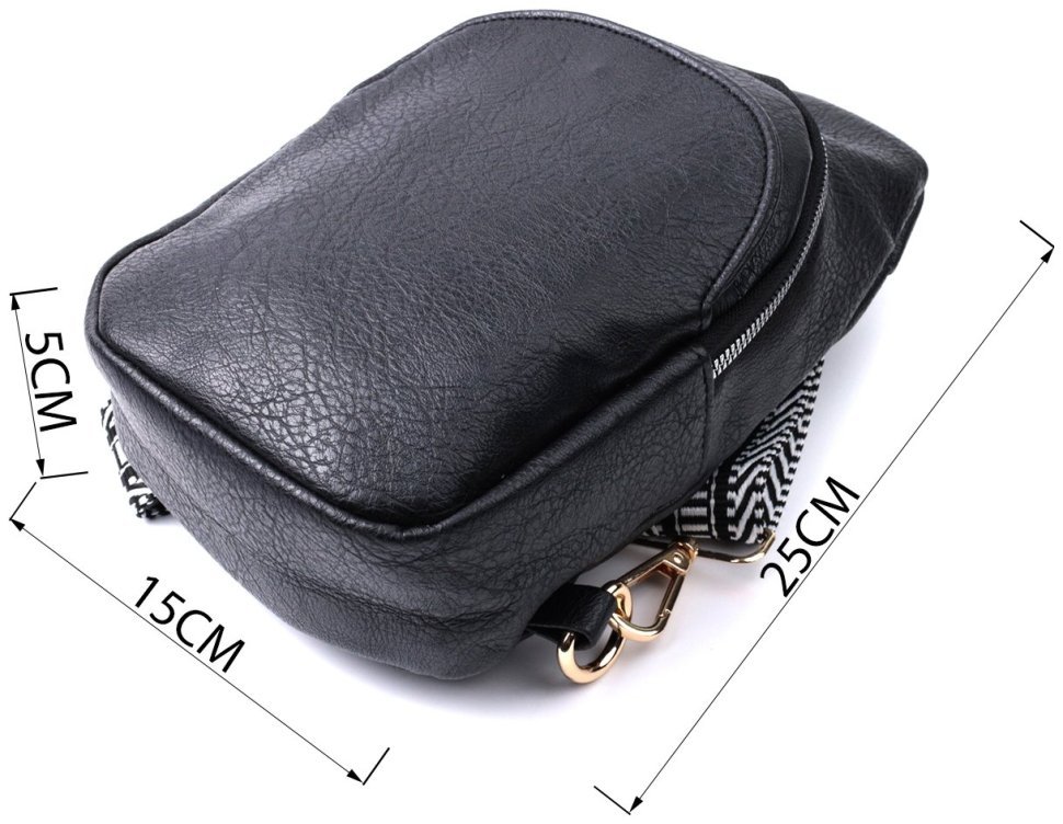 Сумка через плечо из экокожи с текстильной лямкой Vintage 22781 Черная фото №3 Сумка через плечо из экокожи с текстильной лямкой Vintage 22781 Черная modnotak фото №3