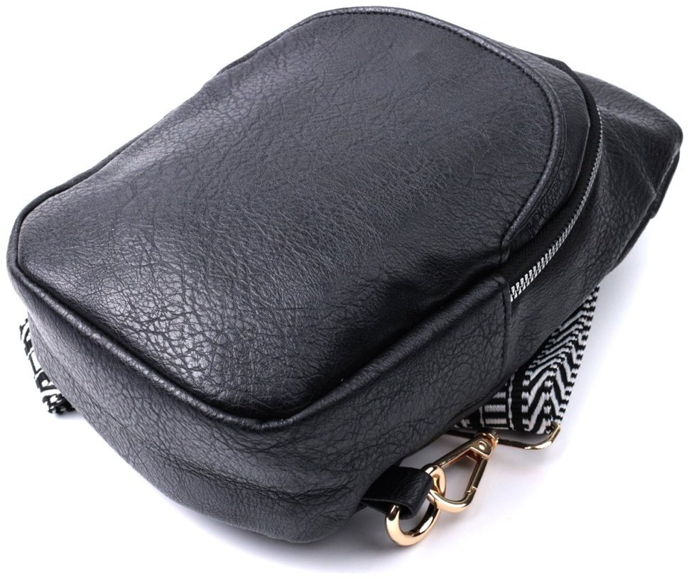 Сумка через плечо из экокожи с текстильной лямкой Vintage 22781 Черная фото №5 Сумка через плечо из экокожи с текстильной лямкой Vintage 22781 Черная modnotak фото №5