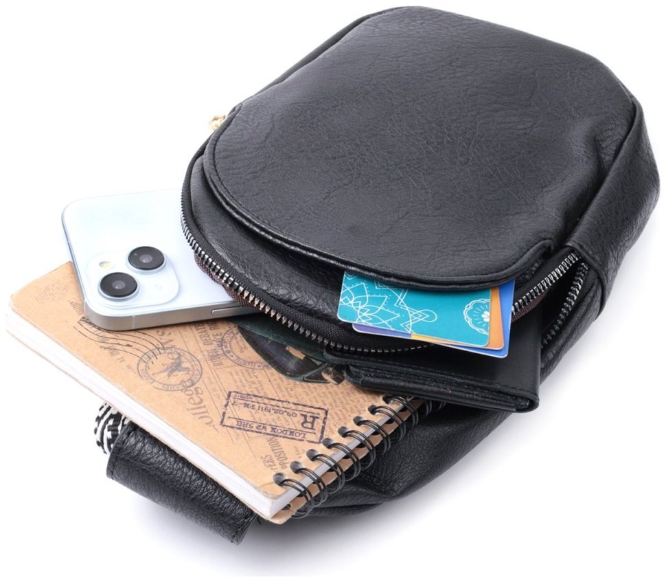 Сумка через плечо из экокожи с текстильной лямкой Vintage 22781 Черная фото №8 Сумка через плечо из экокожи с текстильной лямкой Vintage 22781 Черная modnotak фото №8