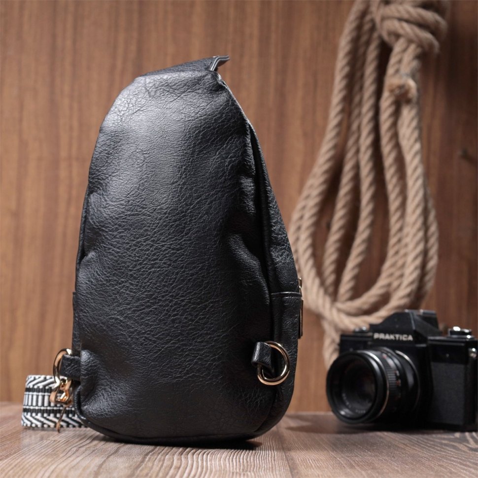 Сумка через плечо из экокожи с текстильной лямкой Vintage 22781 Черная фото №10 Сумка через плечо из экокожи с текстильной лямкой Vintage 22781 Черная modnotak фото №10