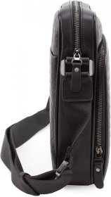 Наплічна шкіряна чоловіча сумка c фактурою плетінка HT Leather (19412)