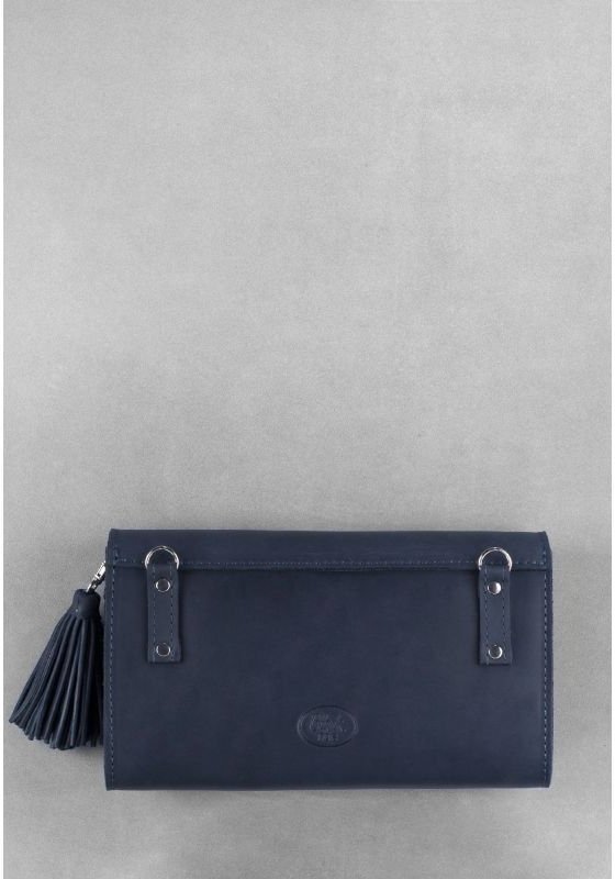 Стильная сумка на цепочке синего цвета из натуральной кожи BlankNote Элис (12635)