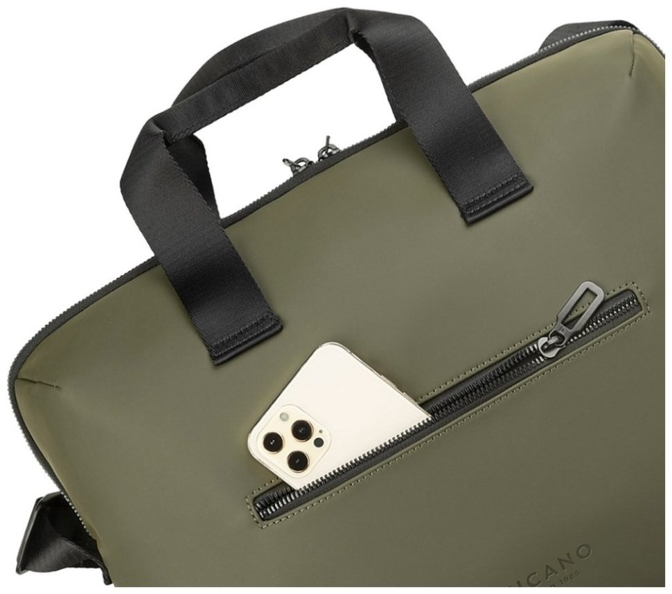 Минималистичная сумка из прорезиненного текстиля для ноутбука до 15" зеленого цвета Tucano Gommo 103581 modnotak фото №4