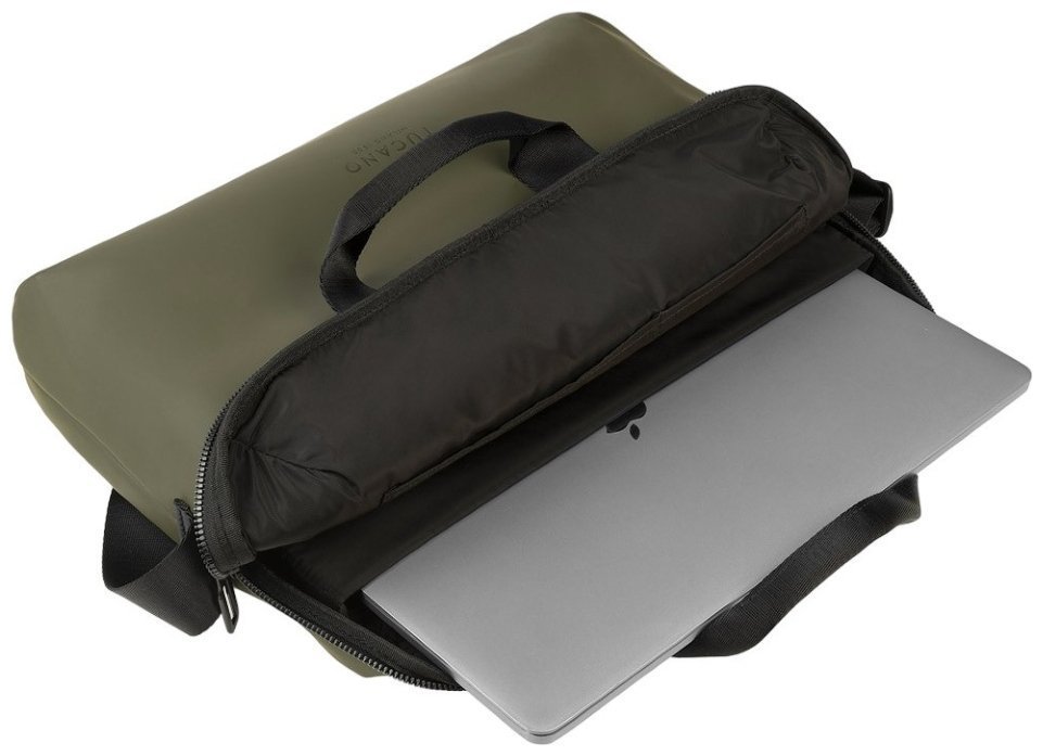 Минималистичная сумка из прорезиненного текстиля для ноутбука до 15" зеленого цвета Tucano Gommo 103581 modnotak фото №5