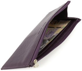 Фиолетовый женский тонкий купюрник из натуральной кожи на молнии Marco Coverna (NEW) (17515)