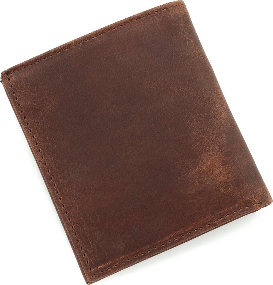 Мужское коричневое портмоне с зажимом для купюр из винтажной кожи Karya (21752)
