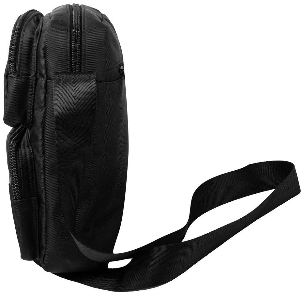 Чоловіча сумка із міцного текстилю через плече Borderline чорного кольору 93981 modnotak фото №4