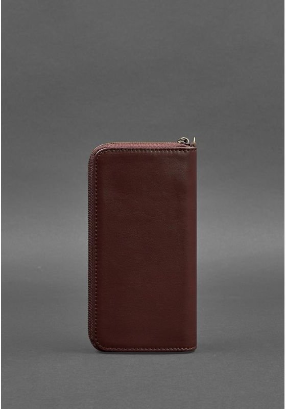 Вместительный кожаный кошелек бордового цвета на молнии BlankNote (12619)
