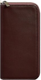 Місткий шкіряний гаманець бордового кольору на блискавці BlankNote (12619)