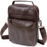 Мужская кожаная сумка-барсетка из натуральной кожи темно-коричневого цвета Vintage (20394) - 1