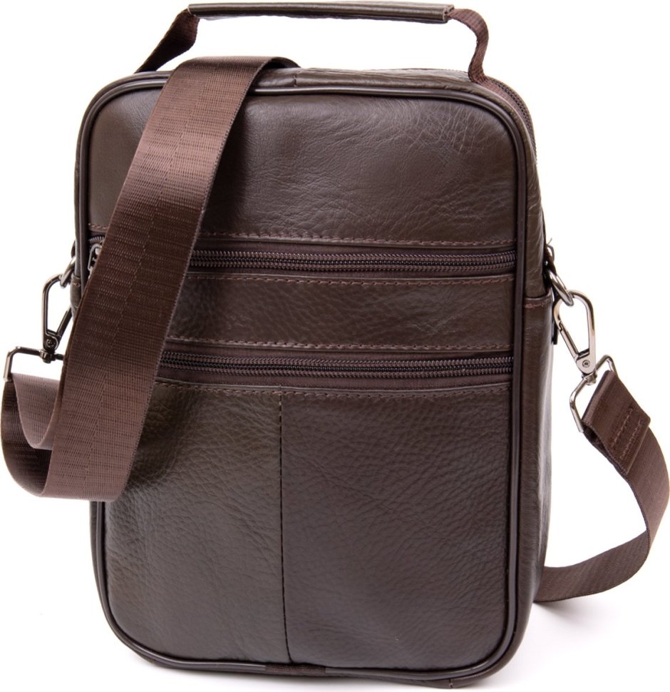 Мужская кожаная сумка-барсетка из натуральной кожи темно-коричневого цвета Vintage (20394)
