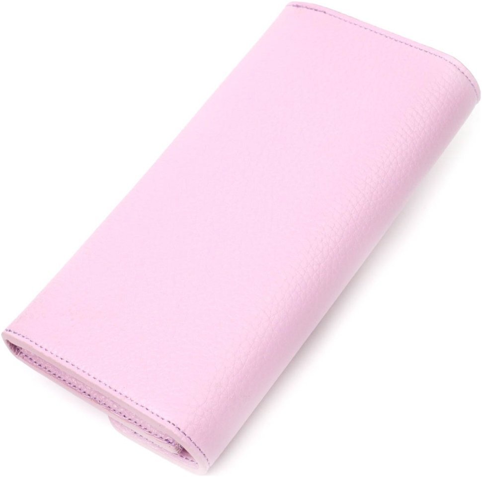 Довгий жіночий гаманець з натуральної шкіри рожевого кольору з клапаном Tony Bellucci (2421964)