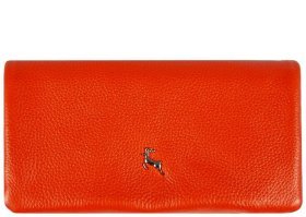 Жіночий гаманець із фактурної шкіри з RFID-захистом на кнопці Ashwood J56 94181 помаранчевого кольору