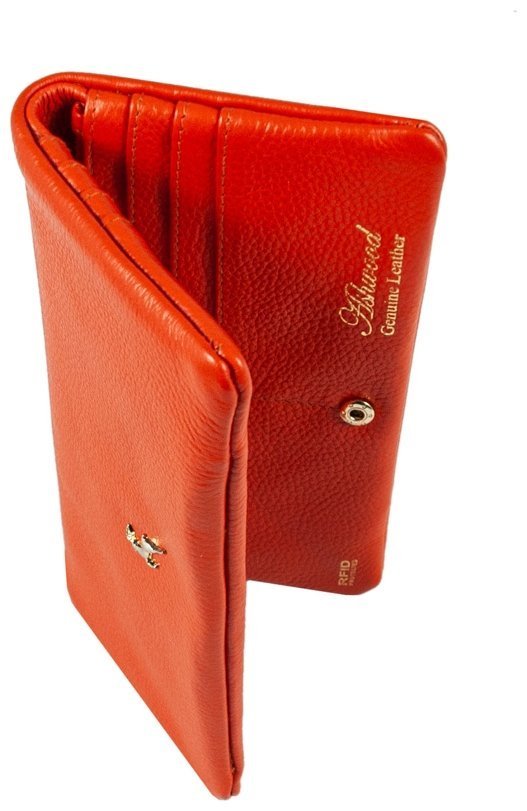 Женский кошелек из фактурной кожи с RFID-защитой на кнопке Ashwood J56 94181 оранжевого цвета фото №7 Женский кошелек из фактурной кожи с RFID-защитой на кнопке Ashwood J56 94181 оранжевого цвета modnotak фото №7