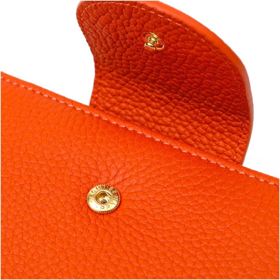 Оранжевый женский кошелек из натуральной кожи флотар на кнопке Tony Bellucci (2422064)