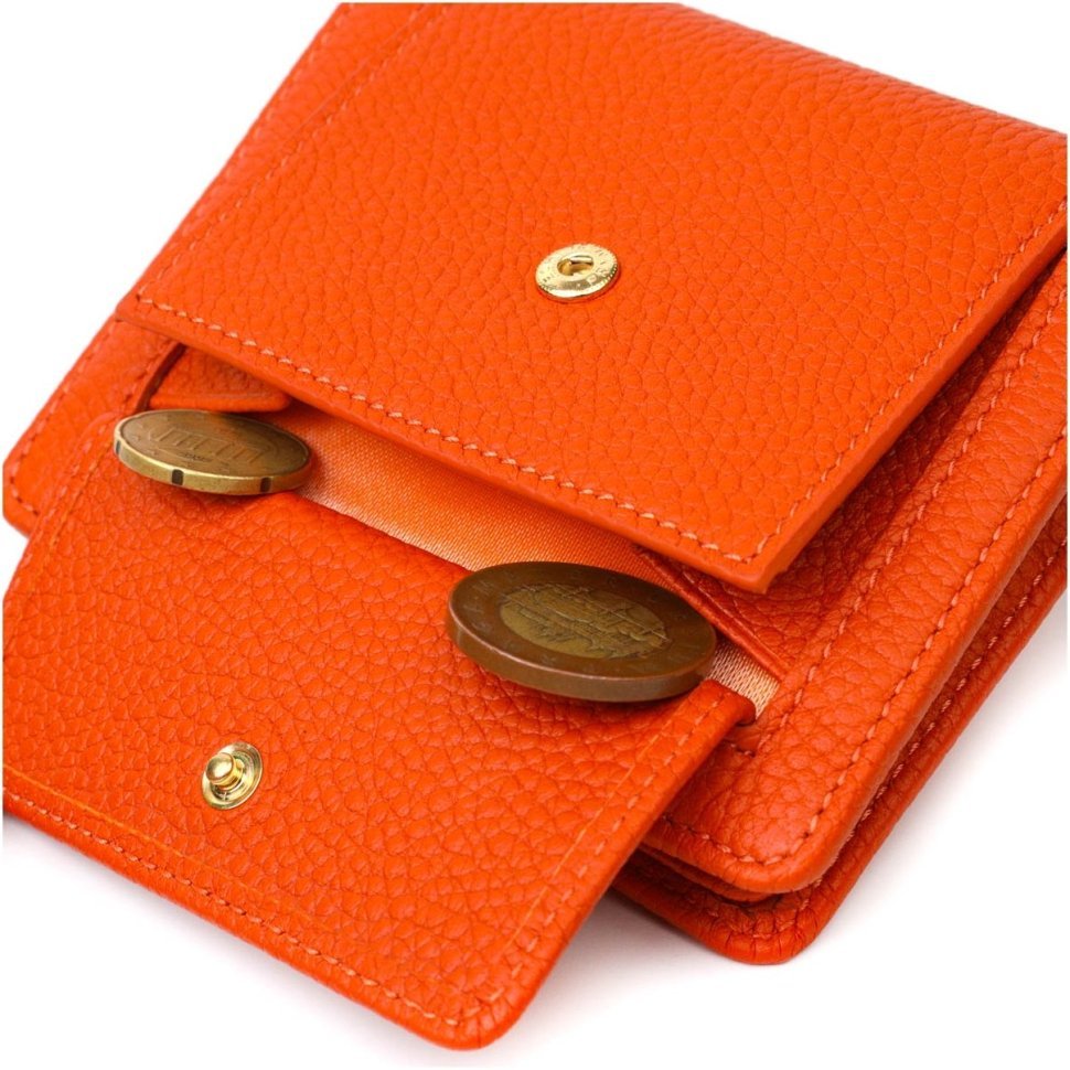 Помаранчевий жіночий гаманець із натуральної шкіри флотар на кнопці Tony Bellucci (2422064)