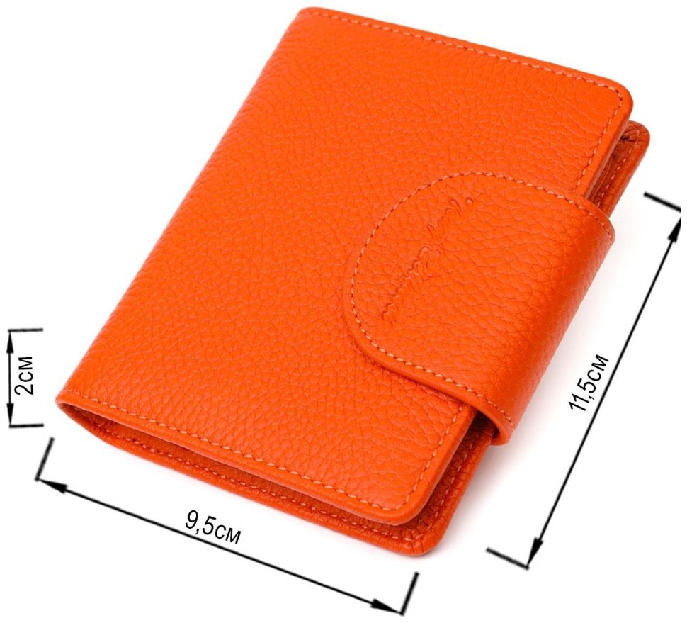 Оранжевый женский кошелек из натуральной кожи флотар на кнопке Tony Bellucci (2422064) modnotak фото №10