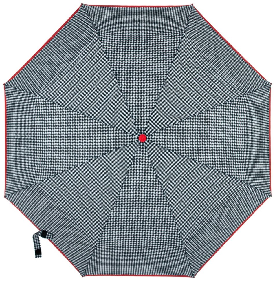 Зонт женский Fulton L354-041154 Minilite-2 Houndstooth Red Border (Черно-белый с акцентной красной полосой) 94281 modnotak фото №6