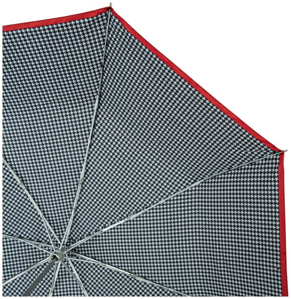 Зонт женский Fulton L354-041154 Minilite-2 Houndstooth Red Border (Черно-белый с акцентной красной полосой) 94281 modnotak фото №10