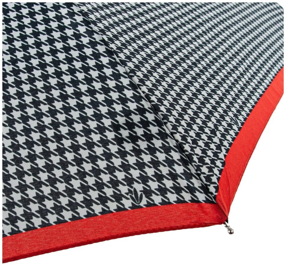 Зонт женский Fulton L354-041154 Minilite-2 Houndstooth Red Border (Черно-белый с акцентной красной полосой) 94281 modnotak фото №11