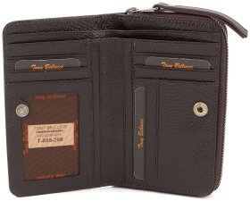 Темно-коричневий гаманець вертикального типу з зернистою шкіри Tony Bellucci (10804)