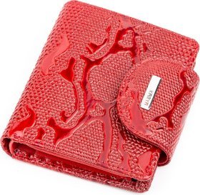 Невеликий жіночий гаманець червоного кольору з натуральної шкіри з тисненням KARYA (2417166)