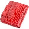 Невеликий жіночий гаманець червоного кольору з натуральної шкіри з тисненням KARYA (2417166) - 2