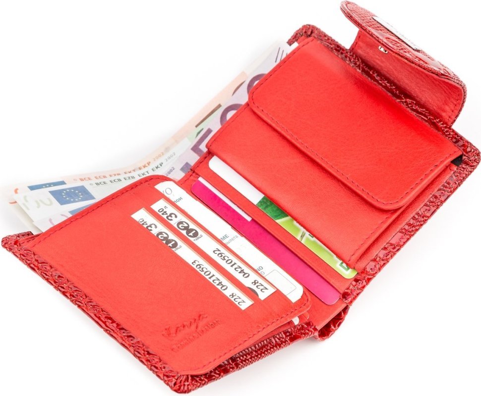 Небольшой женский кошелек красного цвета из натуральной кожи с тиснением KARYA (2417166) modnotak фото №3