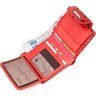 Невеликий жіночий гаманець червоного кольору з натуральної шкіри з тисненням KARYA (2417166) - 4