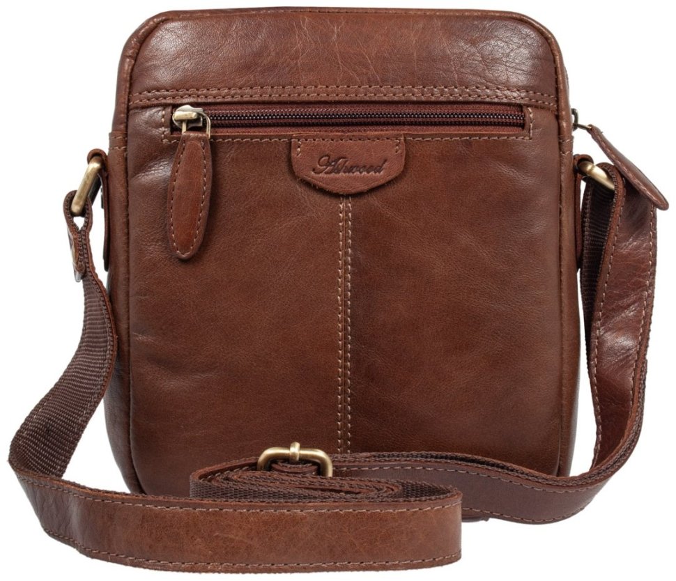 Мужская сумка планшет из натуральной кожи через плечо Ashwood T79 коричневого цвета 94381 modnotak фото №4