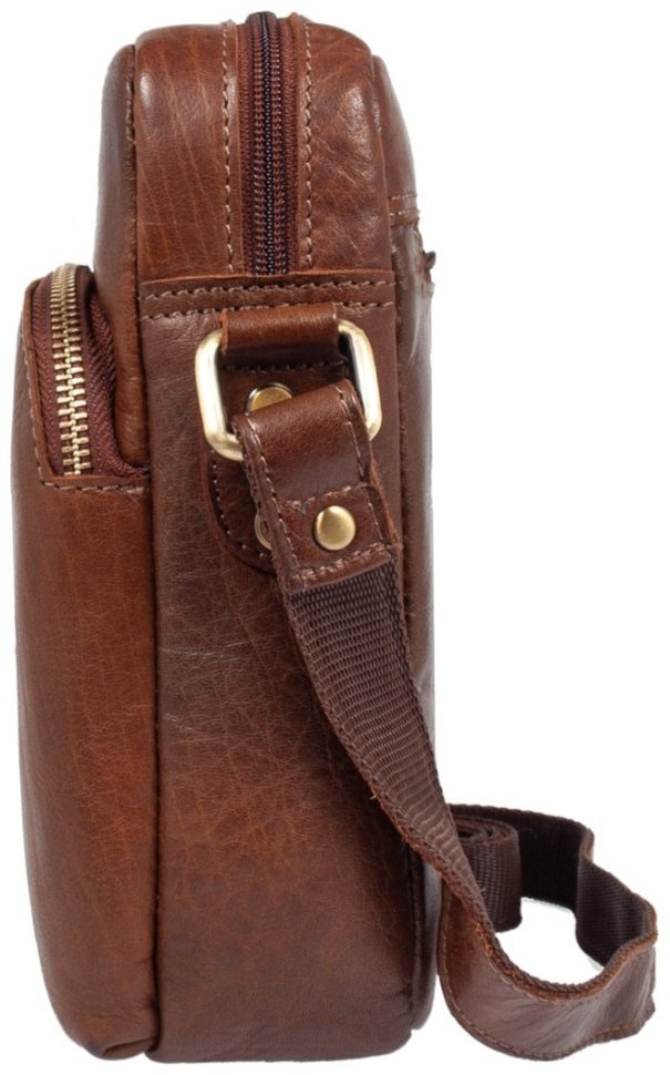 Мужская сумка планшет из натуральной кожи через плечо Ashwood T79 коричневого цвета 94381 modnotak фото №5