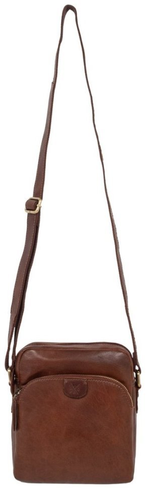 Мужская сумка планшет из натуральной кожи через плечо Ashwood T79 коричневого цвета 94381 modnotak фото №6