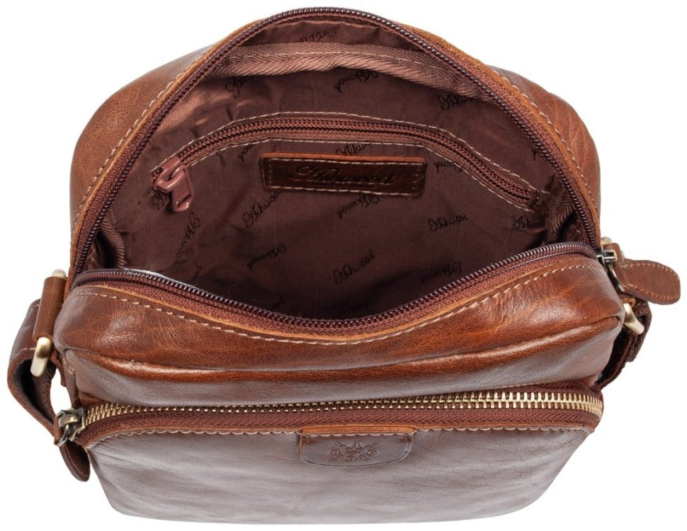 Мужская сумка планшет из натуральной кожи через плечо Ashwood T79 коричневого цвета 94381 modnotak фото №7