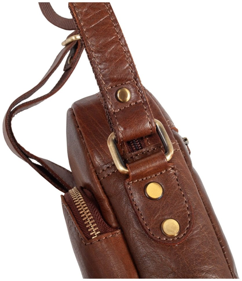 Мужская сумка планшет из натуральной кожи через плечо Ashwood T79 коричневого цвета 94381 modnotak фото №9