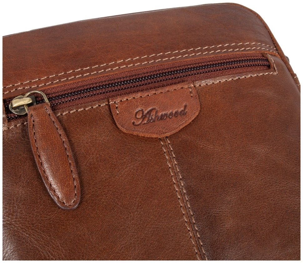 Мужская сумка планшет из натуральной кожи через плечо Ashwood T79 коричневого цвета 94381 modnotak фото №10