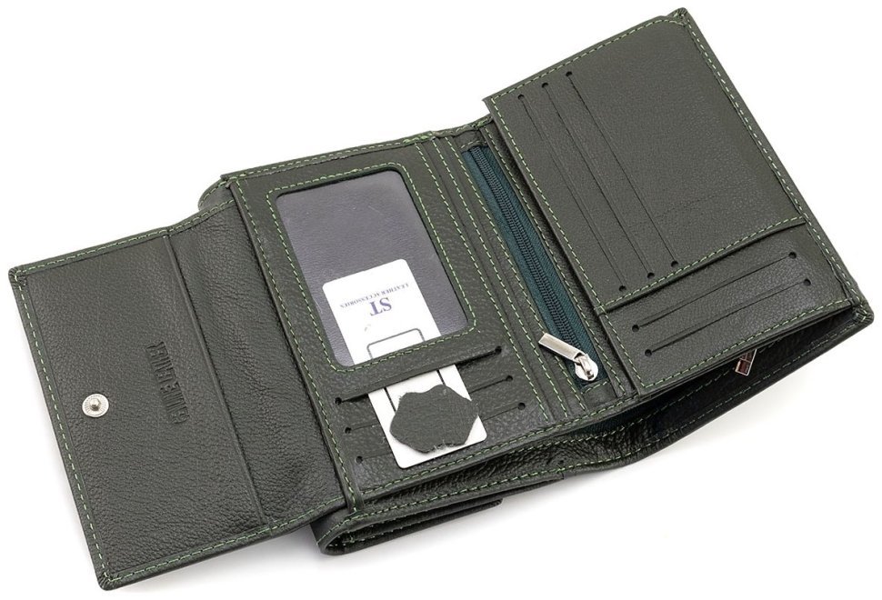 Женское портмоне кожаное ST Leather 94581 зеленого цвета modnotak фото №6
