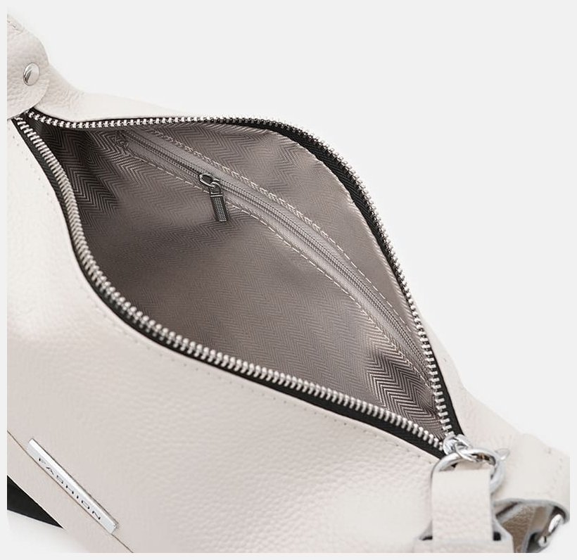Стильная женская сумка из фактурной кожи белого цвета Borsa Leather 94681 modnotak фото №5