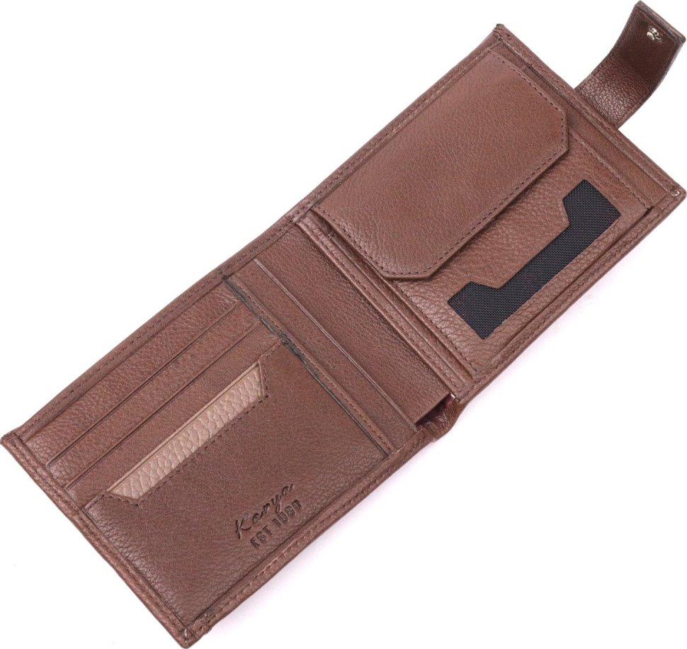Мужское портмоне из натуральной кожи коричневого цвета с блоком под карточки KARYA (2421067)