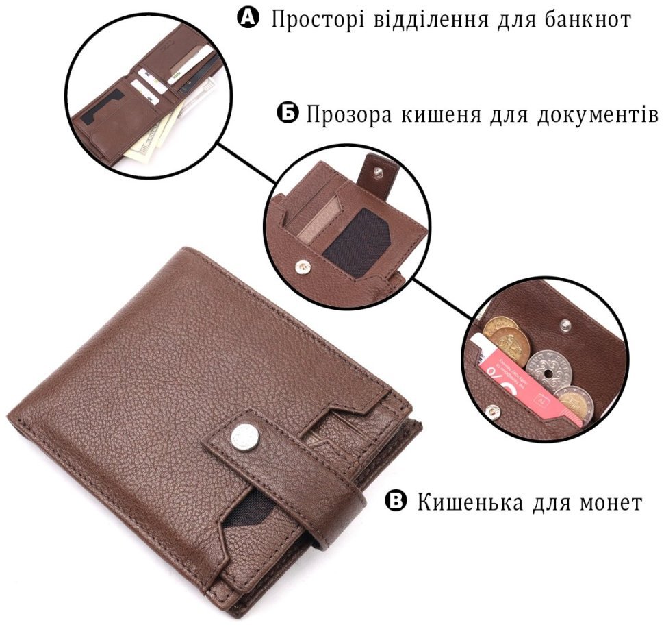 Мужское портмоне из натуральной кожи коричневого цвета с блоком под карточки KARYA (2421067) modnotak фото №12