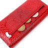 Горизонтальный лаковый женский кошелек из натуральной кожи с тиснением под змею в красном цвете KARYA (2421167) - 6