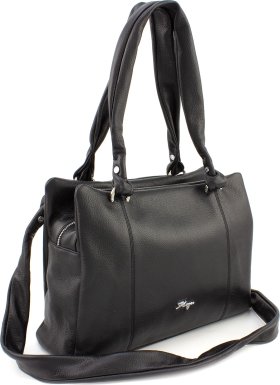 Женская сумка горизонтального типа из натуральной кожи черного окраса KARYA (21034)