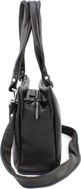 Женская сумка горизонтального типа из натуральной кожи черного окраса KARYA (21034) - 2