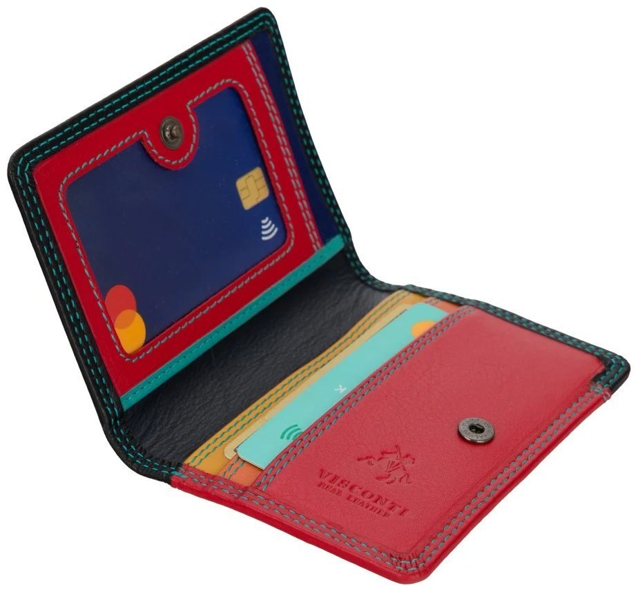 Кожаный картхолдер с ID-окошком для документов Visconti RB111 черный/разноцветный 95481 фото №5 Кожаный картхолдер с ID-окошком для документов Visconti RB111 черный/разноцветный 95481 modnotak фото №5