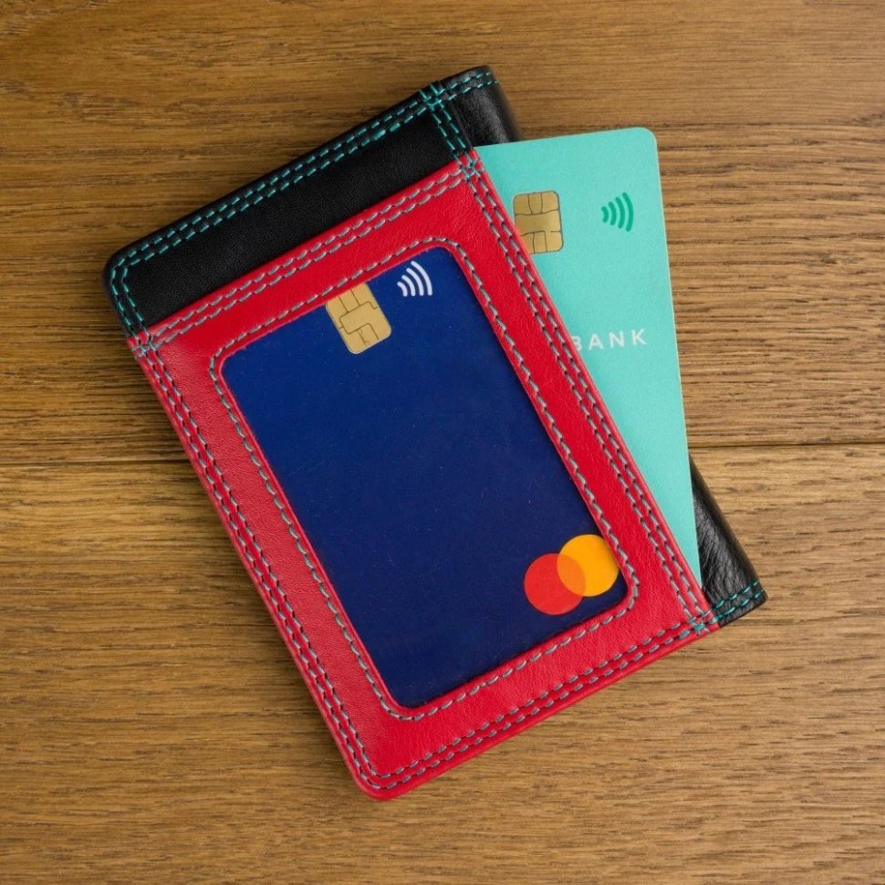 Кожаный картхолдер с ID-окошком для документов Visconti RB111 черный/разноцветный 95481 фото №6 Кожаный картхолдер с ID-окошком для документов Visconti RB111 черный/разноцветный 95481 modnotak фото №6