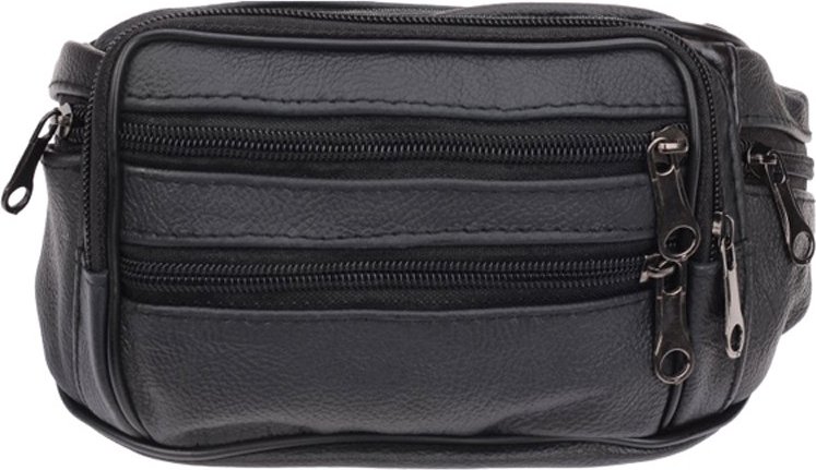 Чоловіча шкіряна багатофункціональна сумка на пояс чорного кольору Borsa Leather (21394)