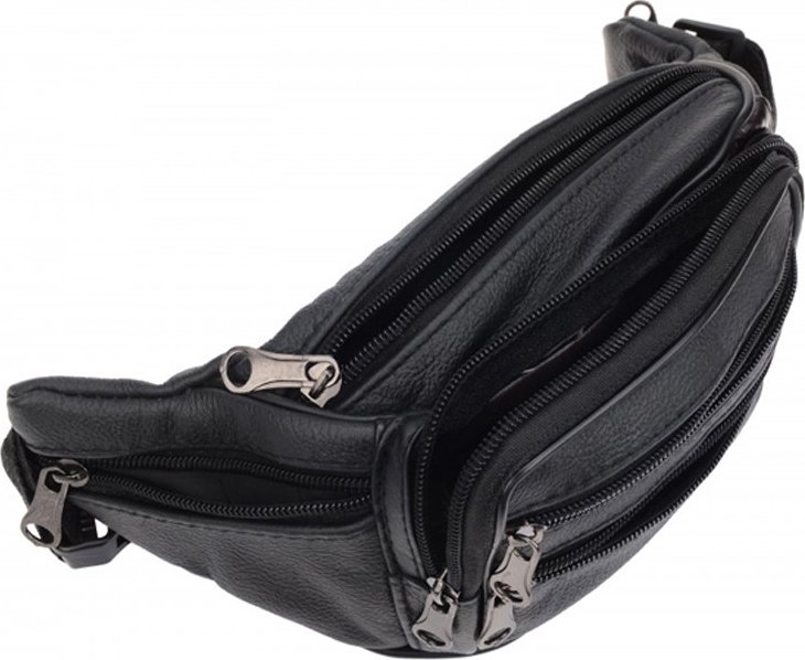 Чоловіча шкіряна багатофункціональна сумка на пояс чорного кольору Borsa Leather (21394)