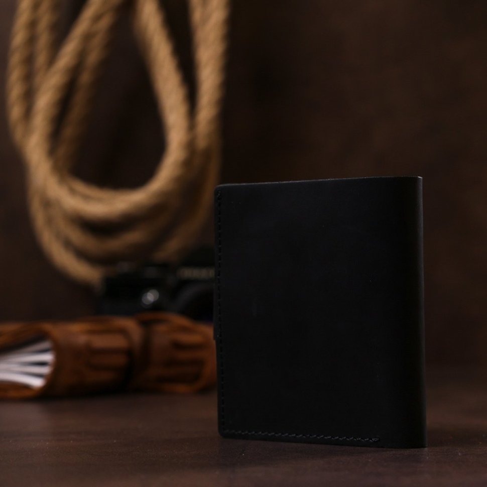 Чорне чоловіче портмоне класичного стилю з вінтажної шкіри Shvigel (2416495)