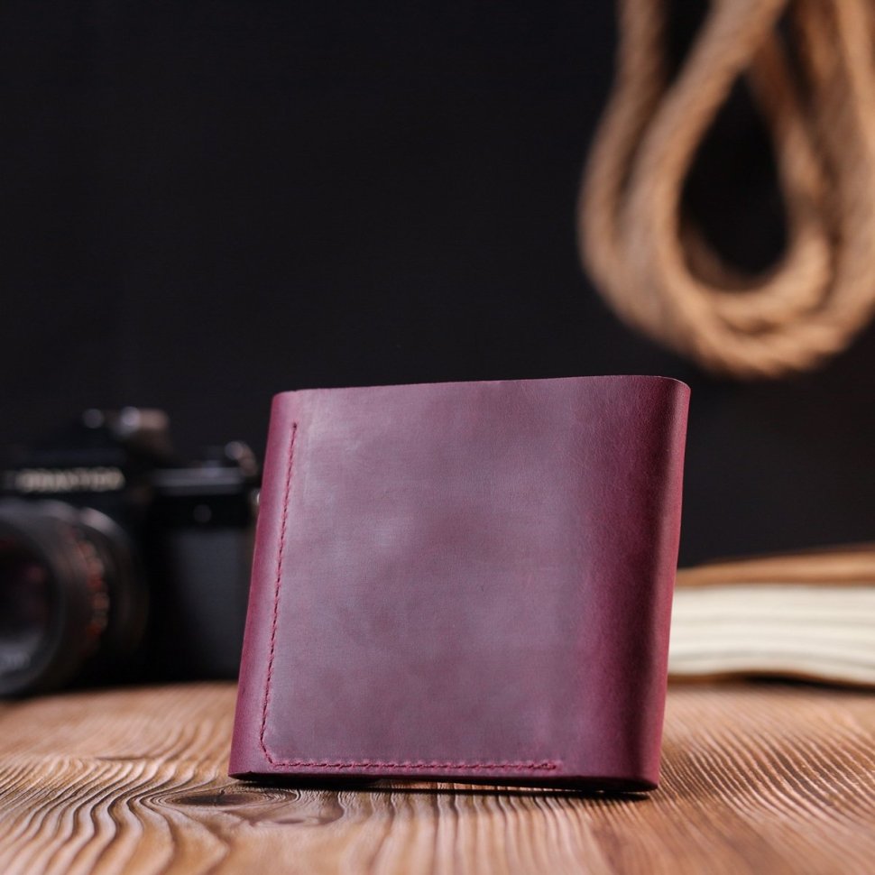 Жіночий компактний гаманець марсалового кольору з натуральної шкіри з vintage ефектом Shvigel (2416616)
